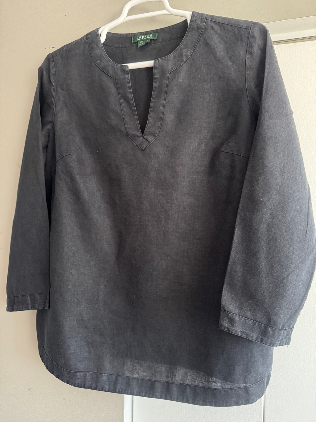Ralph Lauren 1x Distressed Black 100% Linen Tunic